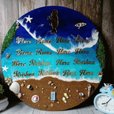 Hare Krishna Resin Mantra Frame Blue Ocean With Shrikrishna Icon